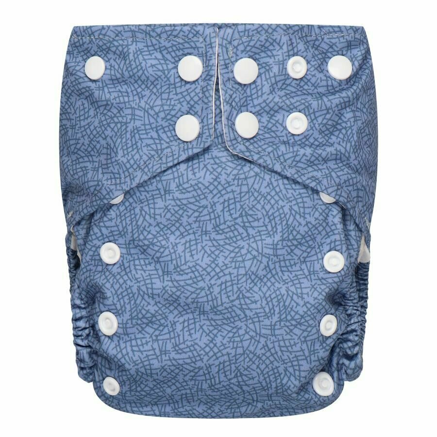 Couche lavable (Tout en Un) Criss Cross Blue (avec insert intégré)